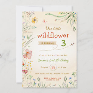 Invitation Fleur sauvage Floral Girl's Kid Summer Birthday Pa