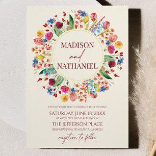 Invitation Fleur sauvage Floral Jardin Fleur Wreath Mariage