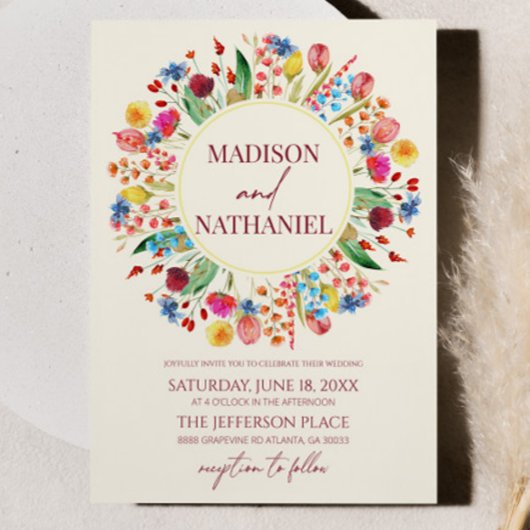 Invitation Fleur sauvage Floral Jardin Fleur Wreath Mariage