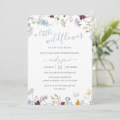 Invitation Fleur sauvage Floral Nature Baby shower Bleu (Debout devant)