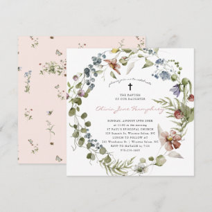 Invitation Fleur sauvage Floral Printemps Été Baptême 