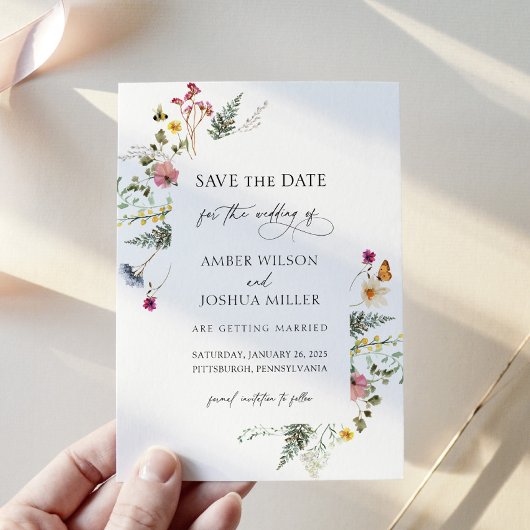 Invitation Fleur sauvage Floral Wedding Enregistrer la date