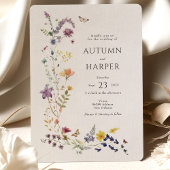 Invitation Fleur sauvage Florals Photo Mariage Elegant Boho