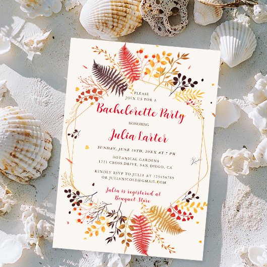 Invitation Fleur sauvage Forest Fern Champhroom Bachelorette