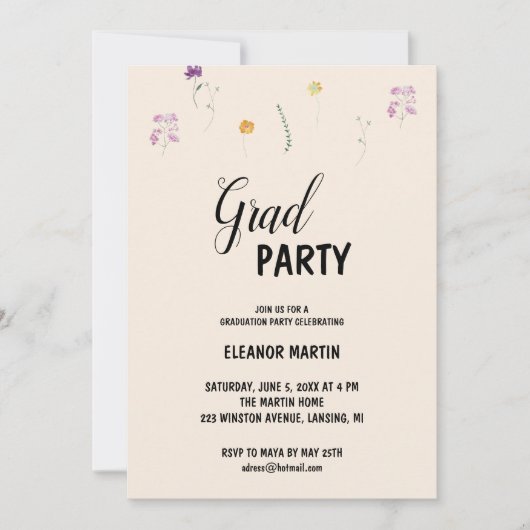 Invitation Fleur sauvage fraîche (Devant)