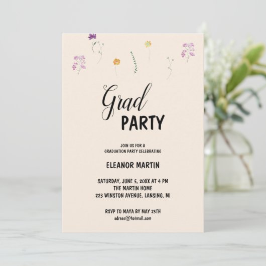 Invitation Fleur sauvage fraîche (Debout devant)