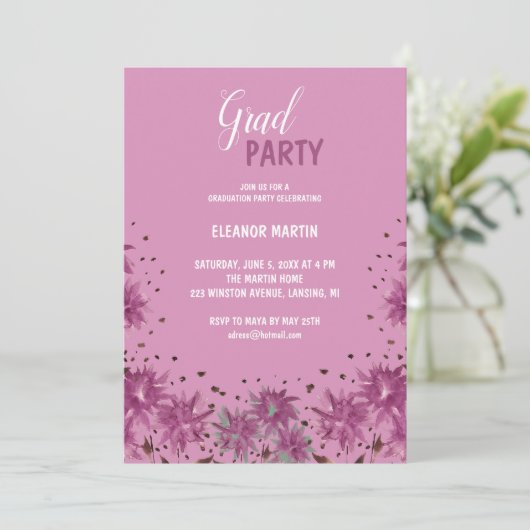 Invitation Fleur sauvage fraîche Lilac Purple (Debout devant)
