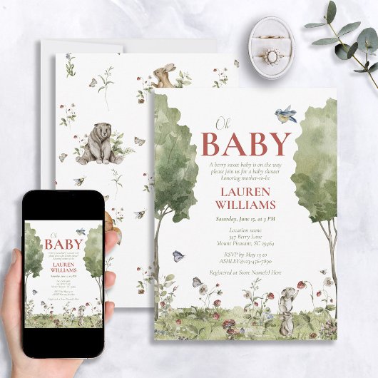 Invitation Fleur sauvage fraise été Oh Baby shower