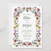 Invitation Fleur sauvage Frame Rustic Boho Mariage (Devant)
