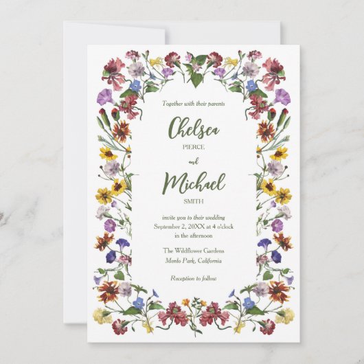 Invitation Fleur sauvage Frame Rustic Boho Mariage (Devant)