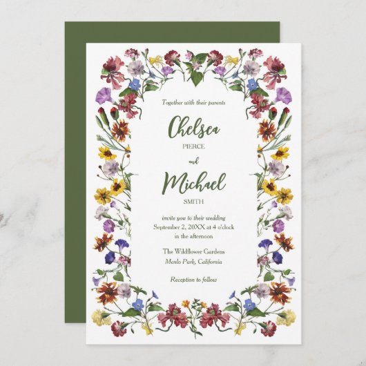 Invitation Fleur sauvage Frame Rustic Boho Mariage (Devant / Derrière)