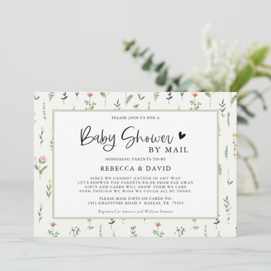 Invitation Fleur sauvage Garden Baby shower par mail Invitati (Debout devant)