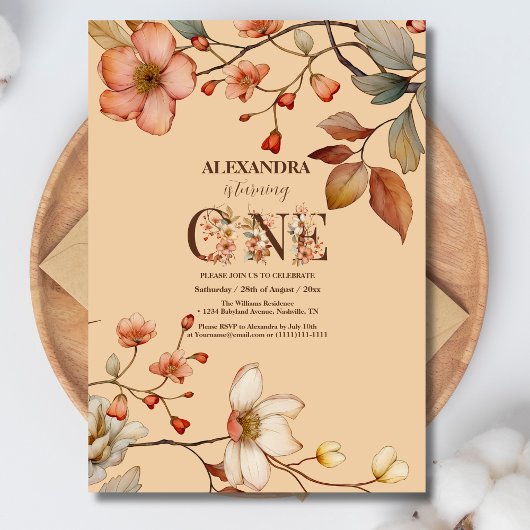 Invitation Fleur sauvage Garden Party 1er anniversaire