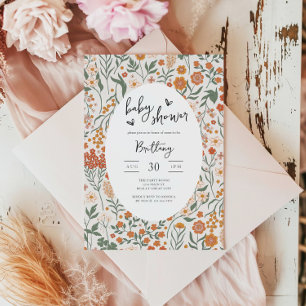 Invitation Fleur sauvage Garden Party Baby shower neutre genr