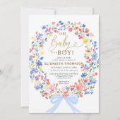 Invitation Fleur sauvage Garden Pink Bow Oh Baby Boy Douche g (Devant)