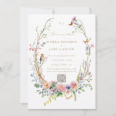 Invitation Fleur sauvage Garden QR Code Photo Mariage Date de (Devant)
