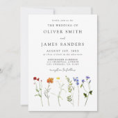 Invitation Fleur sauvage Gay QR Code Mariage photo (Devant)