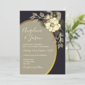 Invitation Fleur sauvage Gold et Black Mariage (Debout devant)