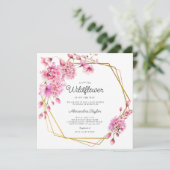 Invitation Fleur sauvage Gold Géométrique Printemps bébé fill (Debout devant)