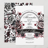 Invitation Fleur sauvage gothique Moody Red Rose Fête des mar (Devant / Derrière)