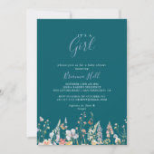 Invitation Fleur sauvage Green C'est une fille Baby shower (Devant)