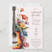 Invitation Fleur sauvage guitare Ampersand Mariage musical (Devant)