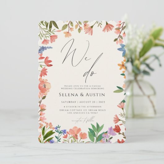 Invitation Fleur sauvage Handscript nous faisons mariage (Debout devant)