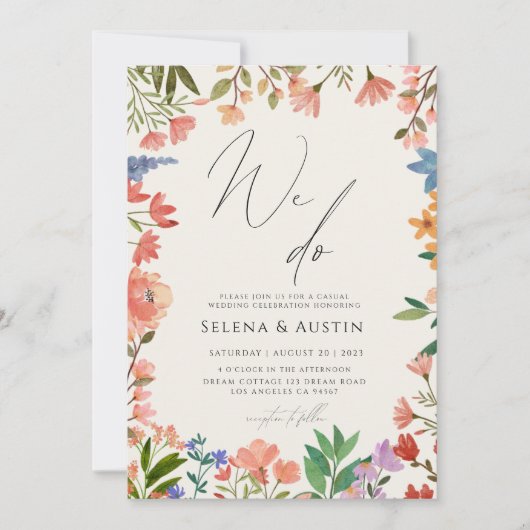 Invitation Fleur sauvage Handscript nous faisons mariage (Devant)