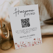 Invitation Fleur sauvage Honeymoon Fund QR Code Sign, Mariage