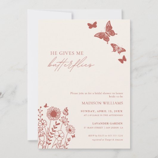 Invitation Fleur sauvage Il Me Donne Fête des mariées De Papi (Devant)