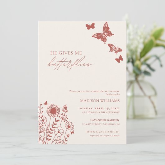 Invitation Fleur sauvage Il Me Donne Fête des mariées De Papi (Debout devant)