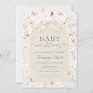 Invitation Fleur sauvage ivoire Bébé en fleurs Baby Shower