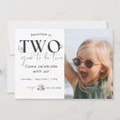 Invitation Fleur sauvage Jalon Anniversaire |Deux bonnes chos (Devant)