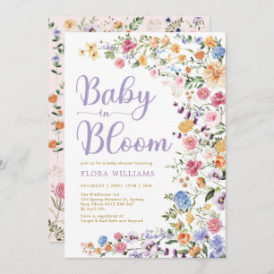 Invitation Fleur sauvage Jardin bébé en Fleur bébé fille Douc