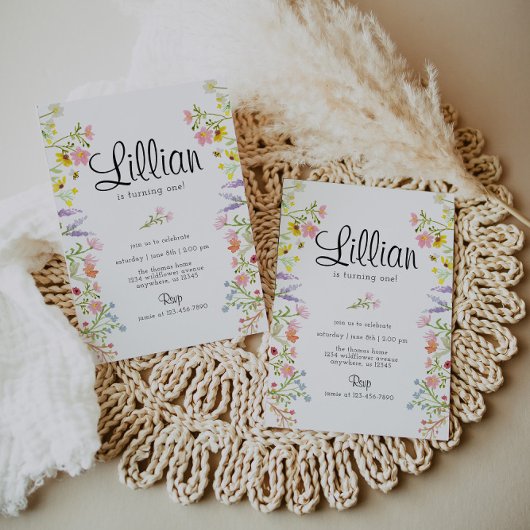 Invitation Fleur sauvage Jardin Fête Anniversaire