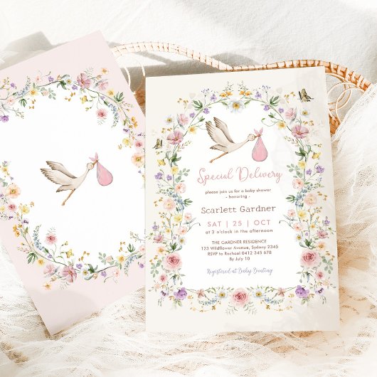 Invitation Fleur sauvage Jardin Jardin Fille Baby shower