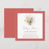 Invitation Fleur sauvage Jardin rose bébé dans le Baby shower (Devant / Derrière)