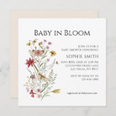 Invitation Fleur sauvage Jardin Whimsical Bébé En Fleur (Devant / Derrière)
