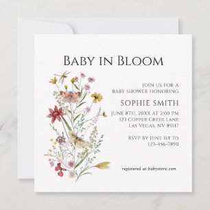 Invitation Fleur sauvage Jardin Whimsical Bébé En Fleur