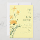 Invitation Fleur sauvage Jaune Baby Girl Douche (Devant)