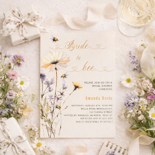 Invitation Fleur sauvage jaune beige enterrement de vie de je