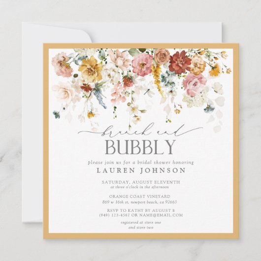 Invitation Fleur sauvage jaune Brunch & Fête des mariées mous (Devant)