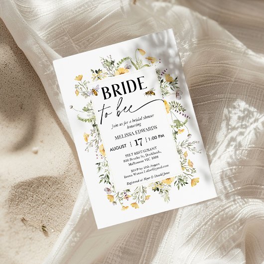 Invitation Fleur sauvage Jaune De Cadre Signifié Pour Être Fê