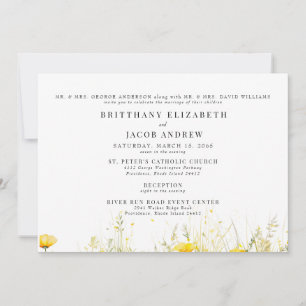 Invitation Fleur sauvage jaune Deux parents 2 Lieu Mariage
