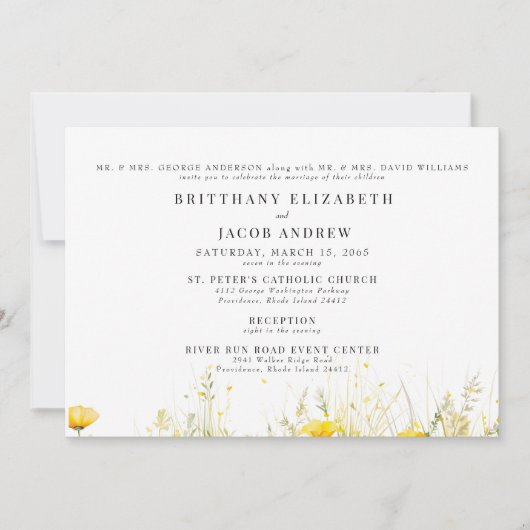 Invitation Fleur sauvage Jaune Les deux parents 2 Venue Maria (Devant)