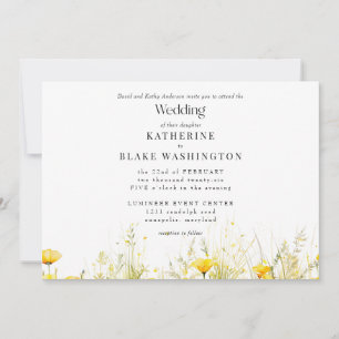 Invitation Fleur sauvage jaune Mariage coloré II
