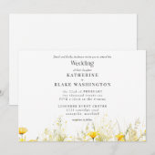 Invitation Fleur sauvage jaune Mariage coloré II (Devant / Derrière)