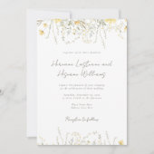 Invitation Fleur sauvage Jaune simple moderne Mariage QR RSVP (Devant)
