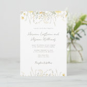 Invitation Fleur sauvage Jaune simple moderne Mariage QR RSVP (Debout devant)