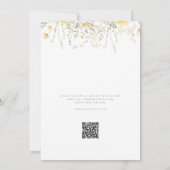 Invitation Fleur sauvage Jaune simple moderne Mariage QR RSVP (Dos)